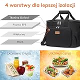 Lifewit Torba Termiczna Na Lunch, Torba Termoizolacyjna Lunch Bag Dla Kobiet i M臋偶czyzn, Dwuwarstwowa Torba Na 呕ywno艣膰 z Zamkiem, Cooler Praca Podr贸偶 Piknik, Plecak Termiczny Styl, 24L, Czarny