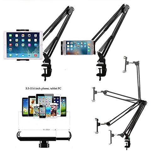 360 Adjustable Universal Flexible Smartphone Tablets Metal Stand for Desk Bed - Anti Falling - Durable Rubberized Mount w/Holder for iPhone iPad Fire Tablets etc. Mount Holder Long Arm Bracket Cover
