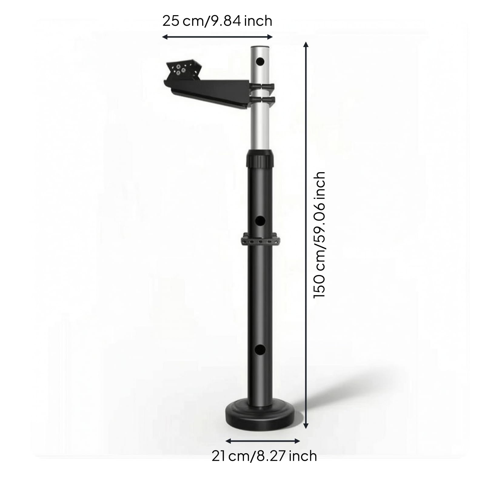 Verstellbare Kamerahalterung Stativ Halterung Mast Sockel mit Seitlich Montiertem Tophalter Und Teleskopdesign aus Stahl Alulegierung für Sicherheitssysteme Gebäudehof Lager, 1-1.5 Meter
