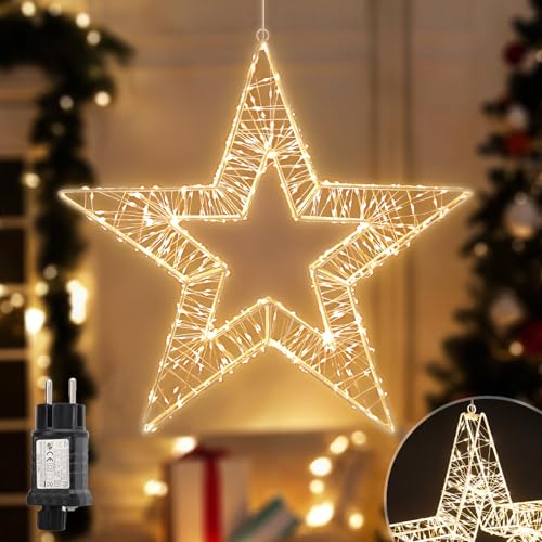 SALCAR LED Weihnachtsstern Beleuchtet 45cm, Metall Adventsstern...