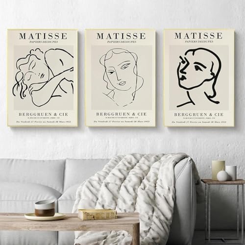 Affiche Matisse art femme dessin au trait sur toile de qualité supérieure