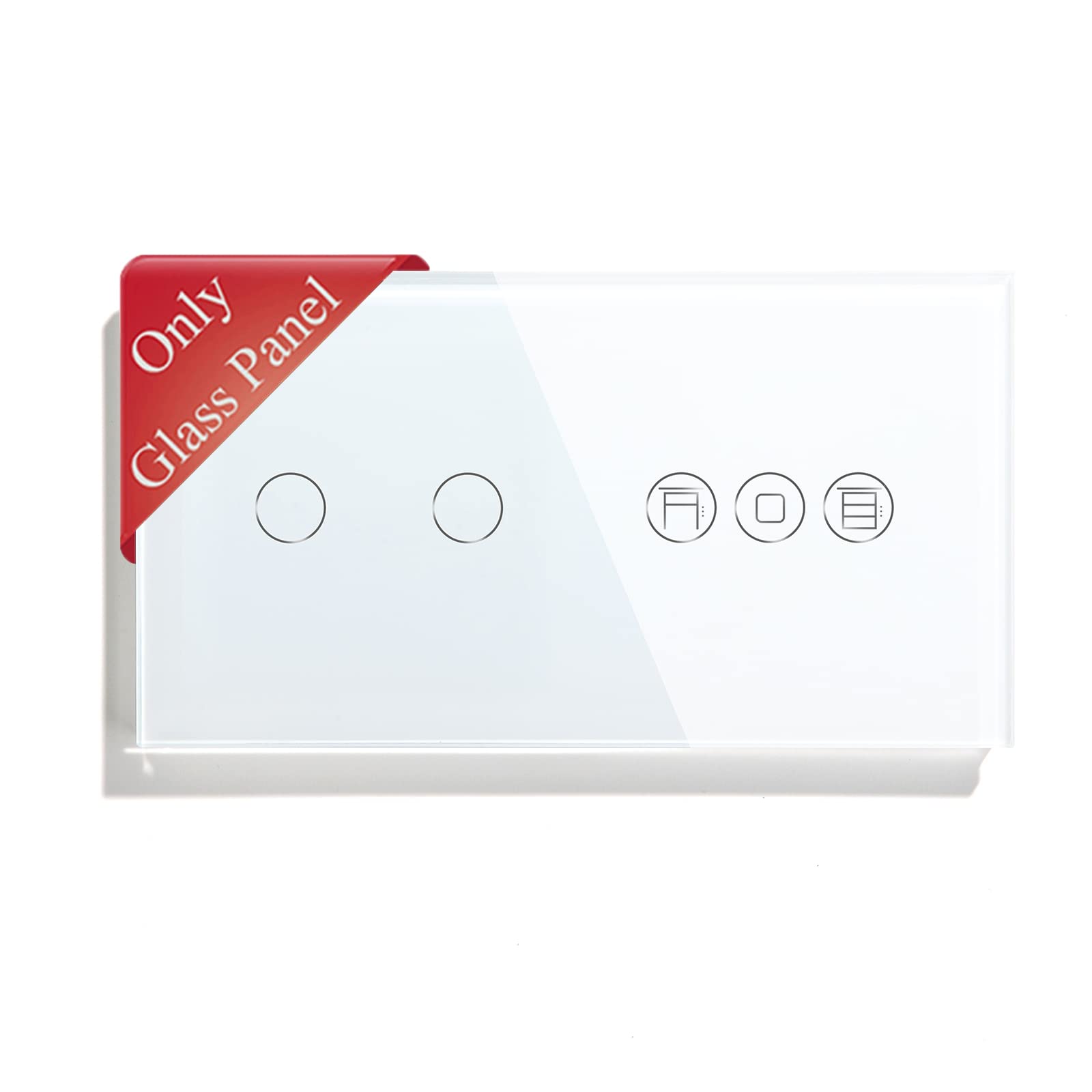 BSEED WiFi Interruptor Persiana Inteligente - Panel de Cristal Para 2 Gang Smart Táctil - Blanco 157 mm