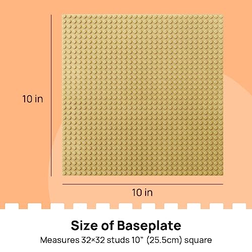 Image of Lekebaby 4 Pack Classic Baseplates 10 inch x 10 inch, Building Base Plates for Building Bricks, 100% Compatible with Major Brands and Activity Table-Baseplate, Sturdy & Safe, Age 3 and up Kids, Sand