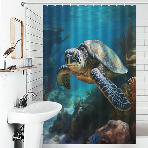 Rideau de douche tortue de mer en polyester imperméable 122x183cm - 6
