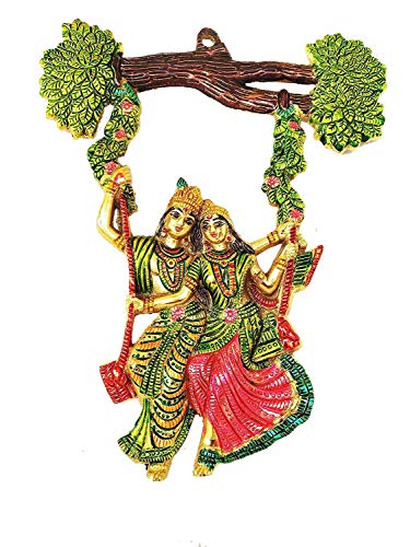 Image of Lavanaya Silver - Divine Radha Krishna Jhula Wall Hanging - Exquisite Home & Office Decor, Perfect for Gifts - 14 Inch, Multicolor