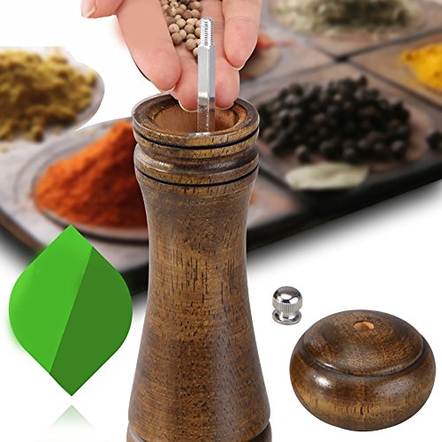 Topelec 8 Inch Klassieke Houten Zout en Peper Mill Massief Eiken Houten Peper Molen met Sterke Verstelbare Keramische… - Image 5