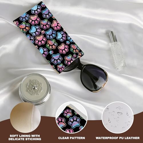 Image of Anikathy 2Pcs Sunglass Eyeglass Glasses Case Soft PU Leather with Cleaning Cloth Cute Glasses Pouch Bag for Men Women Girs