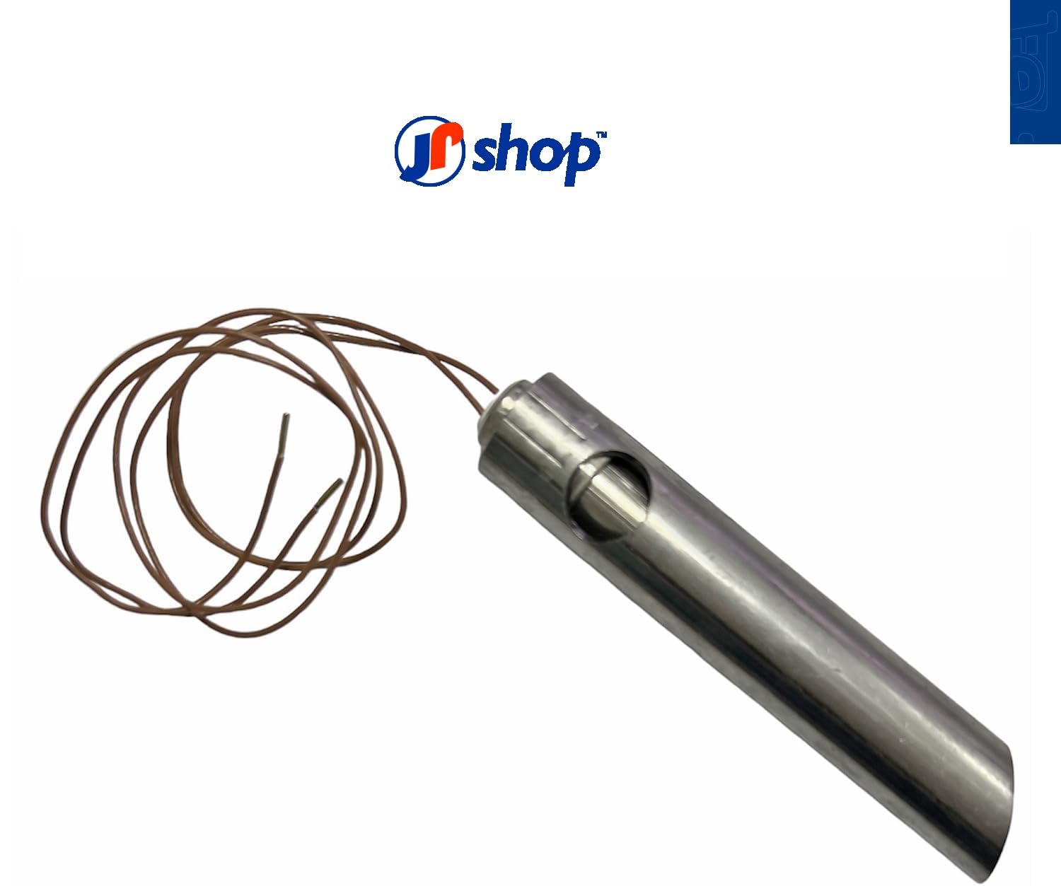 Resistencia de encendido para estufa de pellets. Dimensiones: 120 | 130 mm – Diámetro del tubo: 25 mm – Diámetro de la resistencia: 16 mm – Potencia: 350 W