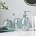 WHOLE HOUSEWARES - Bathroom Accessory Set - Accesorios de Baño - 4-Piece Decorative Glass Bathroom Accessories Set - Soap Dispenser,Tray, Jar,Toothbrush Holder - Mermaid Design (Green)