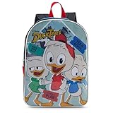 Disney Mochila infantil Ducktales Big Face - Mochila infantil fofa e durável para meninos com alças acolchoadas e compartimento com zíper - Mochila infantil ideal para escola e viagem - 38 cm