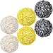 Yaomiao 6 Pieces Wicker Rattan Balls Decorative Orbs Vase Fillers for Craft, Party, Wedding Table Decoration, Baby Shower, Aromatherapy Accessories, Diameter 3.0 Inch (Yellow Gray White)