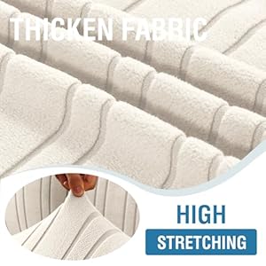 H.VERSAILTEX High Stretch Sofa Slipcover 1-Piece Couch Cover Non Slip Sofa Cover with Elastic Bottom Thick Soft Sofa Covers Washable Polyester Spandex Jacquard Fabric Stripe Design(Sofa, Natural) HVERSAILTEX High Stretch Sofa Slipcover 1 Piece Couch Cover Non Slip Sofa Cover with Elastic Bottom Thick Soft Sofa Covers Washable Polyester Spandex Jacquard Fabric Stripe DesignSofa Natural