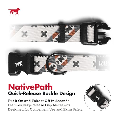 Image of Tuff Pupper Premium Adjustable Dog Collar for Medium Boy & Girl Dogs, Stylish Pattern Collars Designed in USA, Quick Release Buckle, NativePath Print, Medium (1 Inch Wide x 13-18 Inch Neck)