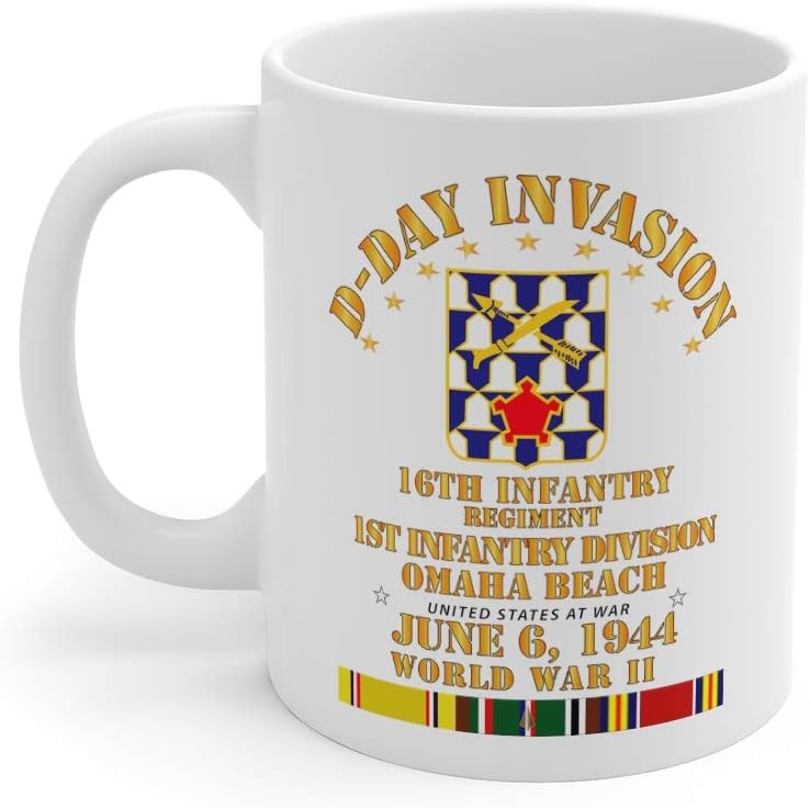 Coffee Mug 11oz - Army - 16th Infantry Regt - 1st ID - D Day w SVC