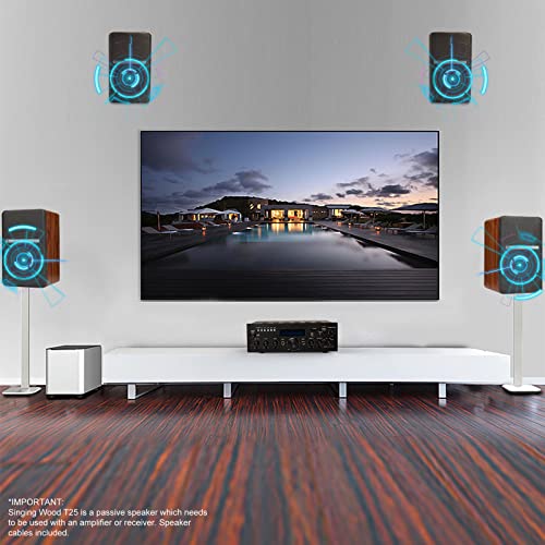 Singing Wood T25 Passive 2 Way Bookshelf Speakers With Preinstalled Wall Mount Bracket- 4 Inch Woofer And Silk Dome Tweeter- Receiver Or Amplifier Needed To Operate- 60 Watts(Beech Wood-Pair) #TOP7