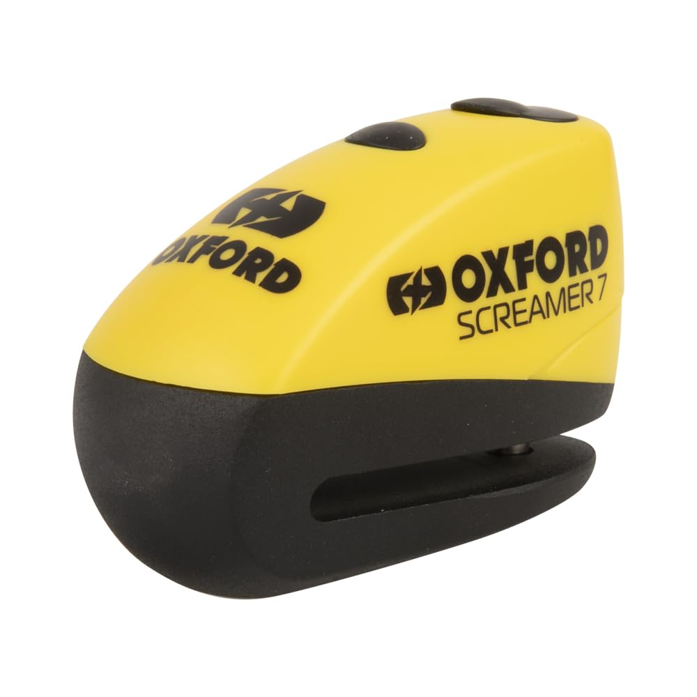 Oxford Screamer 7 Motorcycle Disc Lock Yellow/Black Motorbike Alarm (LK290)