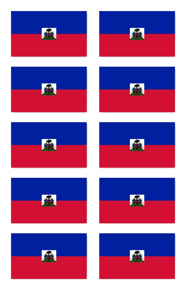 Havati Sticker 50 X 30 Mm, Pack Of 10 Haiti Flag Ht For Car, Suitcase, Laptop And More