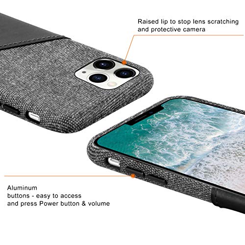 Lopie Slim Card Case Compatible With Iphone 12 Pro Max (6.7"), [Sea Island Cotton Series] Phone Case With Card Holder, Fabric Protection Cover With Leather Card Slot Design, Black #TOP2