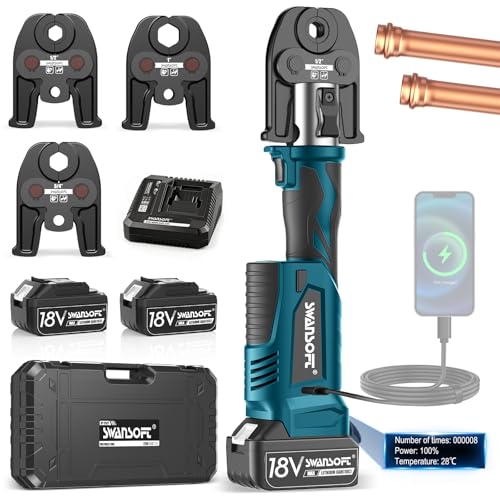 SWANSOFT Pro Press Tool, 18V 4Ah Battery Electric Hydraulic Crimping