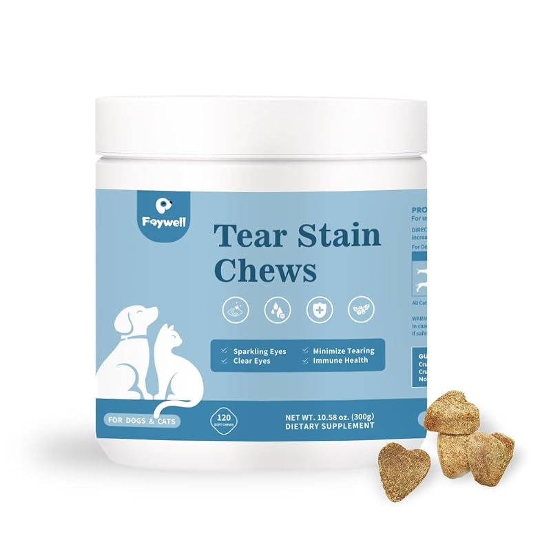 Suplemento mastigável para cuidados com os olhos de cães e gatos FAYWELL com luteína e astaxantina, 120 unidades