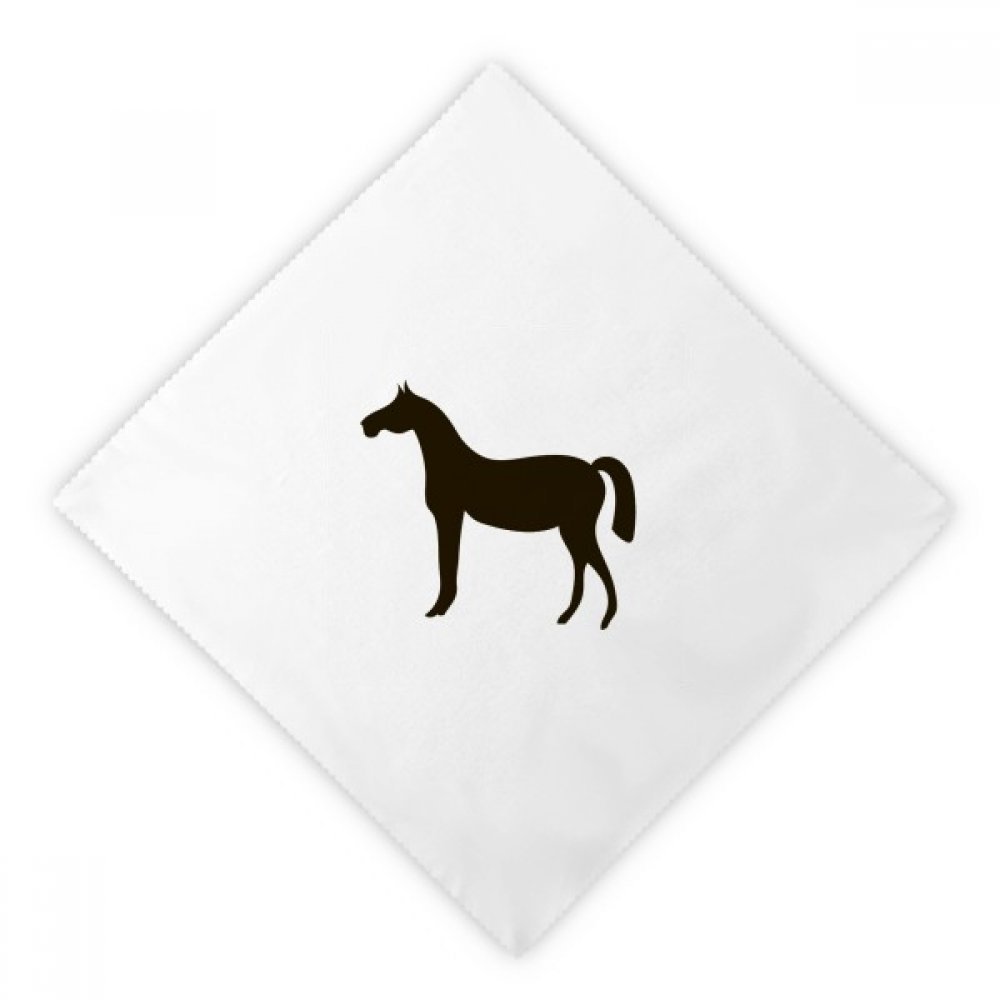 Serviettes en tissu cheval noir réutilisables en coton blanc de table lot de 2