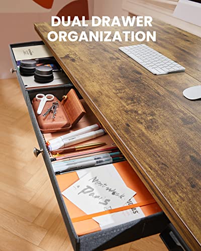 Ergear Adjustable Height Electric Standing Desk With Double Drawers, Sit Stand Up Desk Computer Workstation For Home Office, 48X24 Inches, Vintage Brown #TOP6