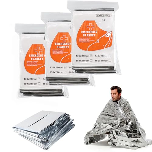 Image of TourKing 20 Pack Emergency Mylar Blanket, Silver, 83 inch x 52 inch, Perfect for Outdoors, Hiking, Survival, Marathons or First Aid