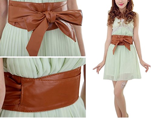 Ayliss Women Soft Leather Obi Belt Self Tie Wrap Cinch Belt (Lace up fit waist unlimited, 1 Brown) - Thumbnail 4