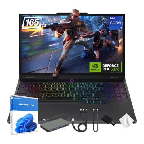 Image of Lenovo Legion 5 15.1 inch 165Hz WQXGA Gaming Laptop, NVIDIA GeForce RTX 5070, Intel Core i9-14900HX, 64GB DDR5, 5TB Storage(4TB SSD+1TB Docking Station Set), Backlit Keyboard, Win 11 Pro, Black