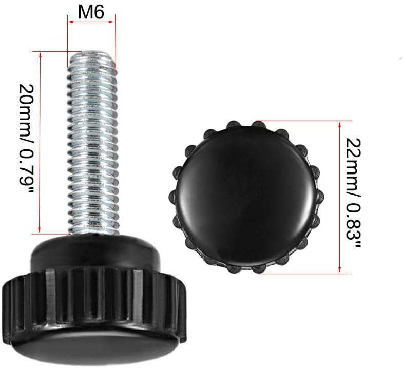 MACHSWON Knurled Clamping Knobs Saw Drill Press Lathe and Routing Jigs Packaging Machinery Printing Equipment Hand Clamping Handle Bolt Hand Knob Screw Replacement Parts M6 x 20mm 6pcs - Image 2