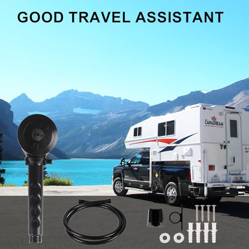 Image of RV Shower Head with Hose Camper Shower Head RV Shower Faucet Stainless Steel Connector Three Function High Pressure for Travel Trailer Camper Van