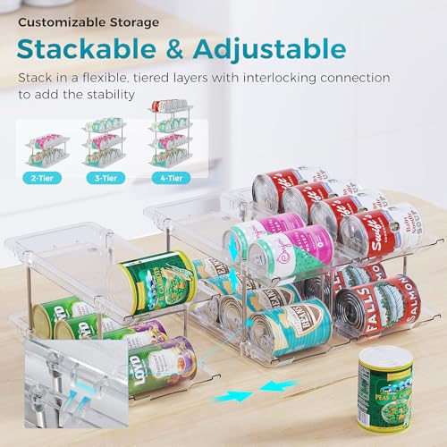 oylik Can Organizer for Pantry, 4 Tiers Can Storage Rack, up to 48 Cans Food Holders for Fridge, Cabinet and Pantry Organization — view 3