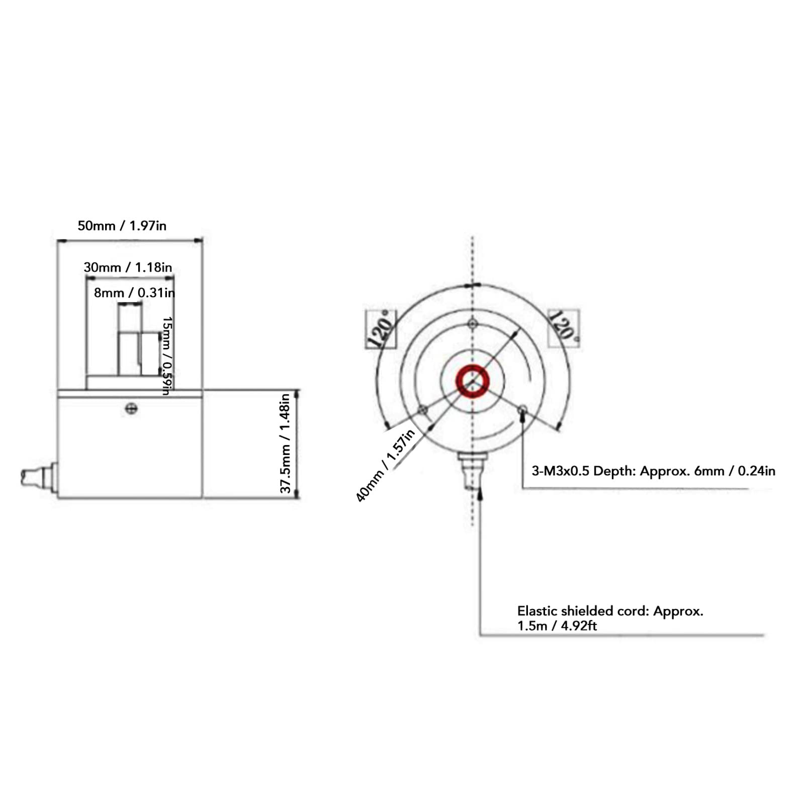 Encoder incremental PNP,DC5-24V 1200P/R IP50 50mm Diámetro exterior Encoder incremental de 2 fases Componente de control de movimiento de 2 fases para control inteligente(1200P/R)