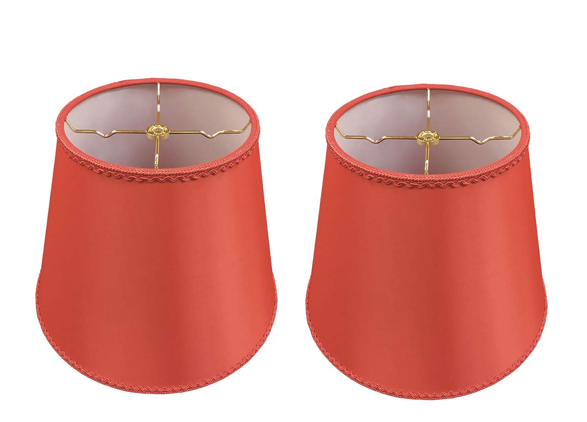 Royal Designs, Inc. HB-645 Designer Empire Hardback Lamp Shade with Top and Bottom Trim, (8x14x11) (Red, Set of 2)
