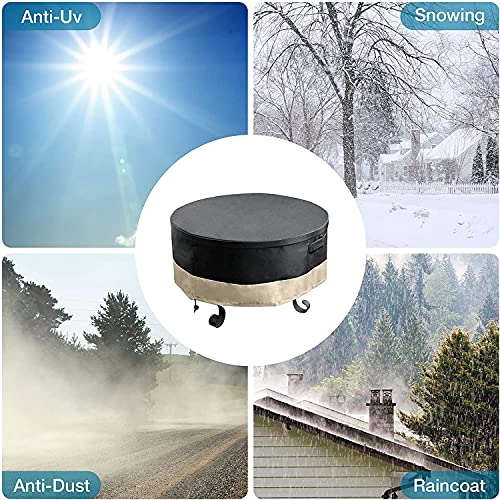 Onlyfire φ76cm Rund Feuerstelle Abdeckung mit Kordelzug und Knebelverschluss, 600D Oxford-Gewebe Abdeckung für Feuerstelle Feuertonne und Feuerkorb , Schwarz, 76*30 cm