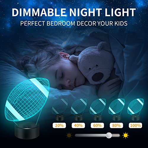 Image of Football Gifts Football 3D Night Light, 16 Colors Changing Touch & Remote Control Table Illusion Lamp, Bedroom Office Gaming Decor, Christmas Birthday Xmas Gift Toys for Boys Girls Men Sport Fans