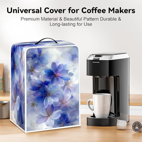Image of Universal Coffee Maker Cover, Durable Polyester Lightweight Long-Lasting Dustproof Cotton Blend Appliance Protector for Kitchen Countertops (Blue)