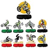 9 Pieces Dirt Bike Party Decorations Honeycomb Dirt Bike Table Decorations Motocross Theme Table...