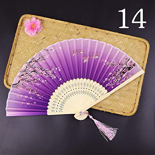 Abanico chino hecho a mano decorativo con estampado floral para regalar 3