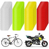 Adiwo 48 STK Warnung Reflektierende Aufkleber, 8 x 3 cm Selbstklebend Reflektor Aufkleber, für Fahrräder, Kinderwagen, Schulranzen, Rucksack, Roller, Helme(Silber,Gelb,Rot,Grün)