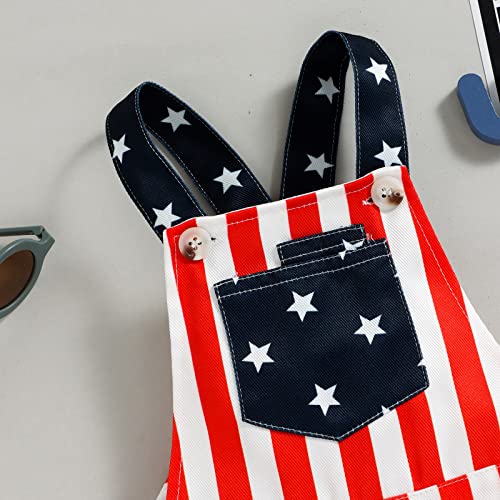 Adobabirl Toddler Baby 4Th Of July Outfit Girl Boy American Flag Overall Shorts Suspender Denim Jumpsuit With Pocket (Fourth Of July- Stars,18-24 Months) #TOP3