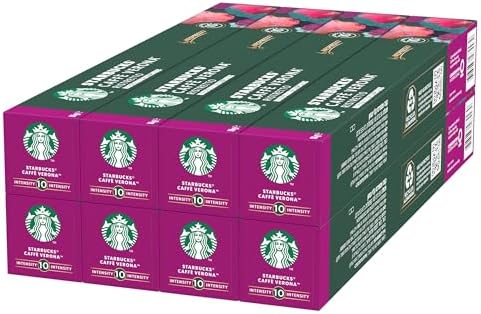 STARBUCKS Caffè Verona by Nespresso, Dark Roast, Coffee Capsules 8 x 10 (80 Capsules)