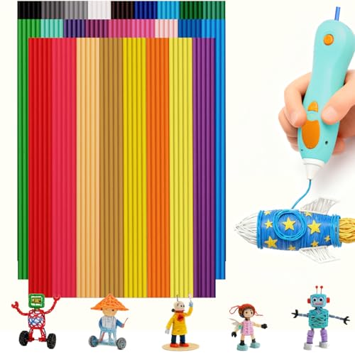 Logiim 26 Colors PCL 2.5mm 3D Pen Filament Refill Compatible with 3Doodler Start+, Low Temperature Filament, 15 cm x 5 pcs Total 1950cm, Safe & Easy-Use Refill 130Pcs