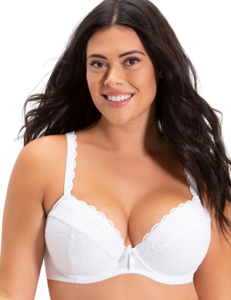 Pour Moi Women's White Pour Moi? Rebel Padded Plunge Bra Plunge Everyday Bra, 32C