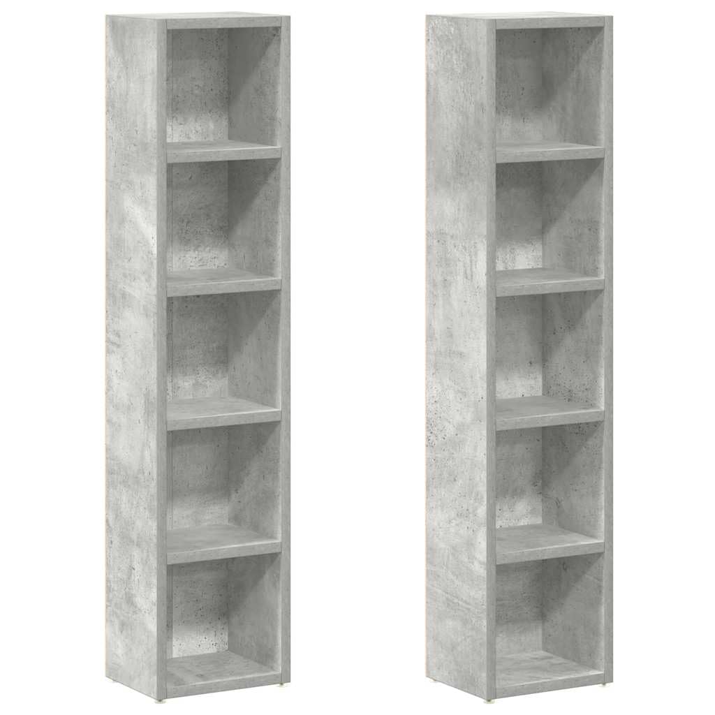 vidaXL Armoires à CD 2 pcs, Meuble de Rangement avec Compartiment, Armoire de Bureau Chambre Maison Intérieur, Gris Béton Bois d’Ingénierie