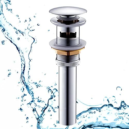 Universal Pop Up Ablaufgarnitur – Für Waschbecken, Click-Clack-Ventil, Mit/ohne Überlauf, Chrom/Schwarz, Höhe 80 Mm