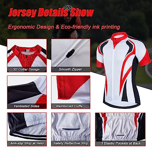 Ropa Ciclismo Hombre Verano Maillot Bici MTB Conjunto Ciclista Manga Corta,Traje Bicicleta Camiseta Ciclo y Culotte Tirantes con 19D Gel Acolchado,Completa Jerseys Transpirable Secado Ráido(1,5XL) - imagen 4