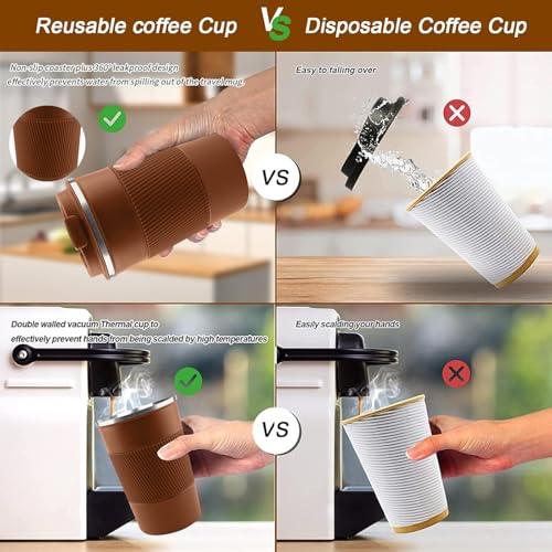 Image of Insulated Travel Coffee Mug, Stainless Steel Coffee Cup with Leakproof Lid | Double-wall insulation keeps drinks hot or cold for hours, with a leakproof lid and portable stainless steel design