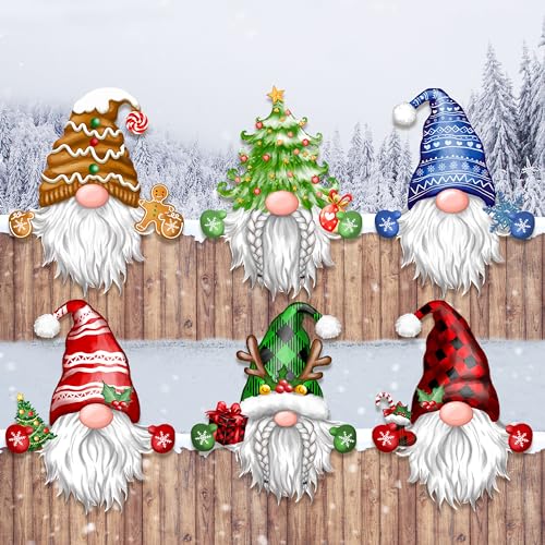 TREWAVE Christmas Gnome Fence Peeker Decorations Outdoor Peeking Garden Yard Decor Fence Ornament for Winter Holiday Patio Home (Xmas-Gnome) TREUSYS01