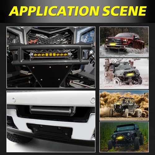 Image of 12 inch 6300LM Amber Single Row LED Light Bar w /Wiring Kit & Cover